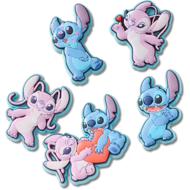 Set de 5 brelocuri Jibbitz™ pentru încălțăminte cu Stitch și Angel de la Disney Set de 5 brelocuri Jibbitz™ pentru încălțăminte cu Stitch și Angel de la Disney
