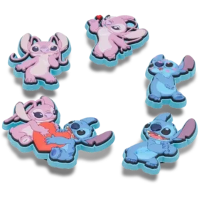 Set de 5 brelocuri Jibbitz™ pentru încălțăminte cu Stitch și Angel de la Disney