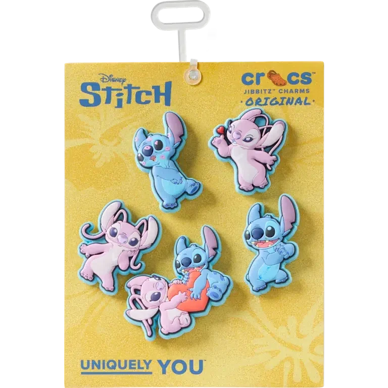 Set de 5 brelocuri Jibbitz™ pentru încălțăminte cu Stitch și Angel de la Disney Set de 5 brelocuri Jibbitz™ pentru încălțăminte cu Stitch și Angel de la Disney