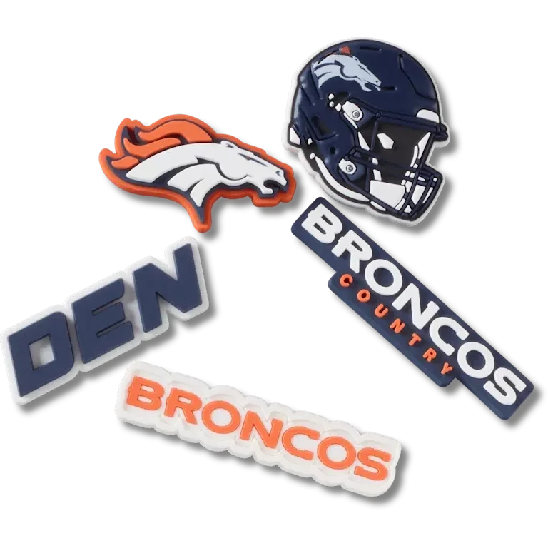 Set de 5 brelocuri Jibbitz™ pentru încălțăminte cu tema Denver Broncos din NFL Set de 5 brelocuri Jibbitz™ pentru încălțăminte cu tema Denver Broncos din NFL