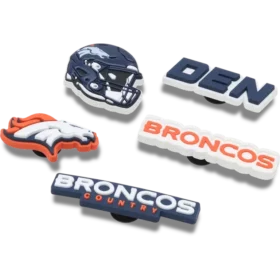 Set de 5 brelocuri Jibbitz™ pentru încălțăminte cu tema Denver Broncos din NFL