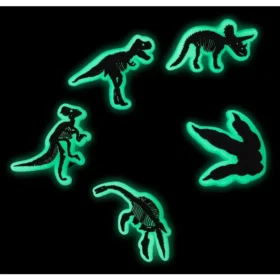 Set de 5 brelocuri Jibbitz pentru încălțăminte „Dino” care strălucesc în întuneric