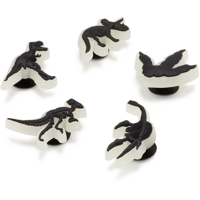Set de 5 brelocuri Jibbitz pentru încălțăminte „Dino” care strălucesc în întuneric Set de 5 brelocuri Jibbitz pentru încălțăminte „Dino” care strălucesc în întuneric