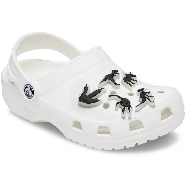 Set de 5 brelocuri Jibbitz pentru încălțăminte „Dino” care strălucesc în întuneric Set de 5 brelocuri Jibbitz pentru încălțăminte „Dino” care strălucesc în întuneric