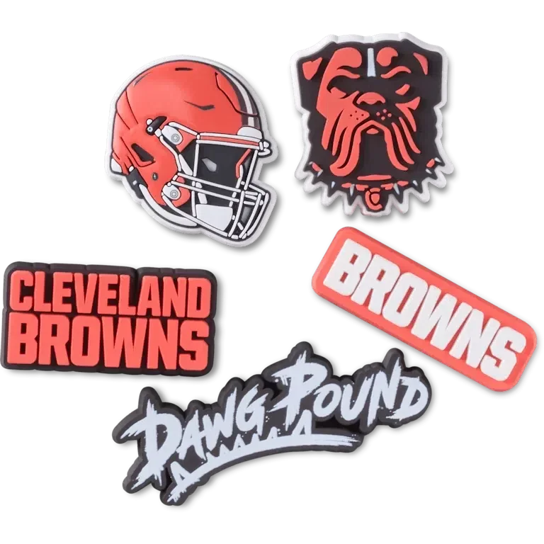 Set de 5 brelocuri Jibbitz pentru încălțăminte NFL Cleveland Browns Set de 5 brelocuri Jibbitz pentru încălțăminte NFL Cleveland Browns