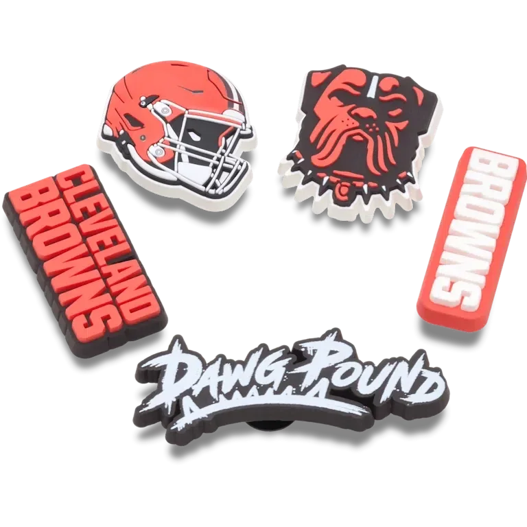 Set de 5 brelocuri Jibbitz pentru încălțăminte NFL Cleveland Browns Set de 5 brelocuri Jibbitz pentru încălțăminte NFL Cleveland Browns