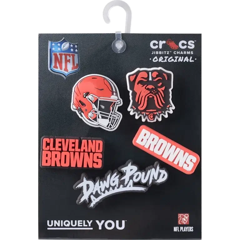 Set de 5 brelocuri Jibbitz pentru încălțăminte NFL Cleveland Browns Set de 5 brelocuri Jibbitz pentru încălțăminte NFL Cleveland Browns