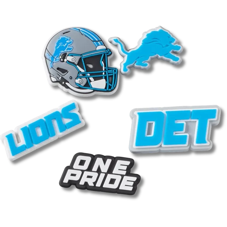 Set de 5 brelocuri Jibbitz pentru încălțăminte Nfl Detroit Lions Set de 5 brelocuri Jibbitz pentru încălțăminte Nfl Detroit Lions