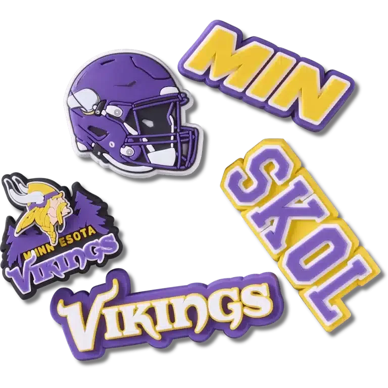 Set de 5 brelocuri Jibbitz pentru încălțăminte Nfl Minnesota Vikings Set de 5 brelocuri Jibbitz pentru încălțăminte Nfl Minnesota Vikings