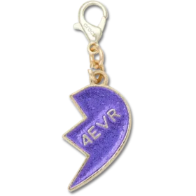 Talisman „BFF” cu glitter violet, brelocuri Jibbitz pentru încălțăminte (dreapta)