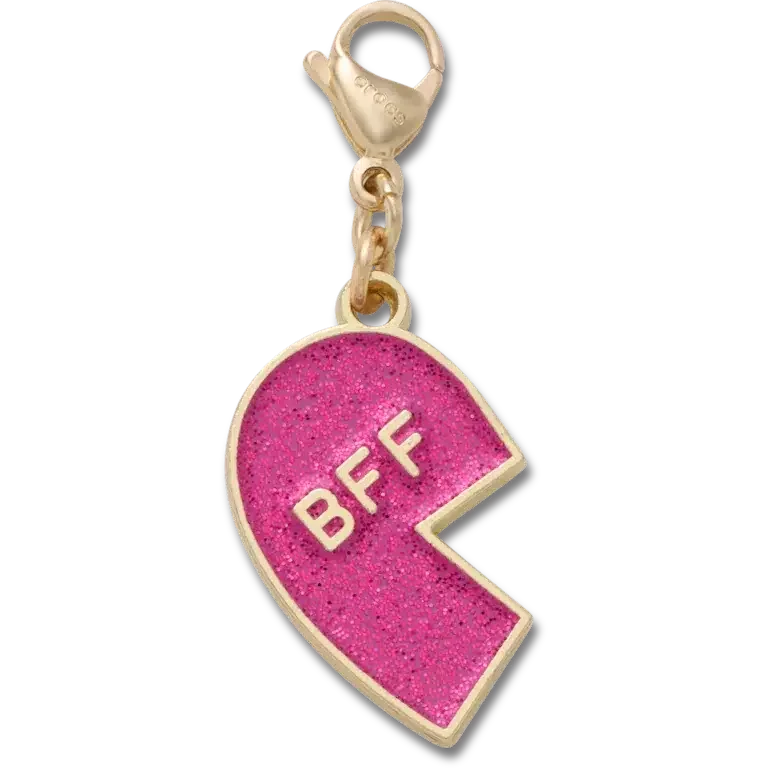Talisman roz cu glitter „BFF” pentru brelocuri pentru încălțăminte Jibbitz (stânga) Talisman roz cu glitter „BFF” pentru brelocuri pentru încălțăminte Jibbitz (stânga)