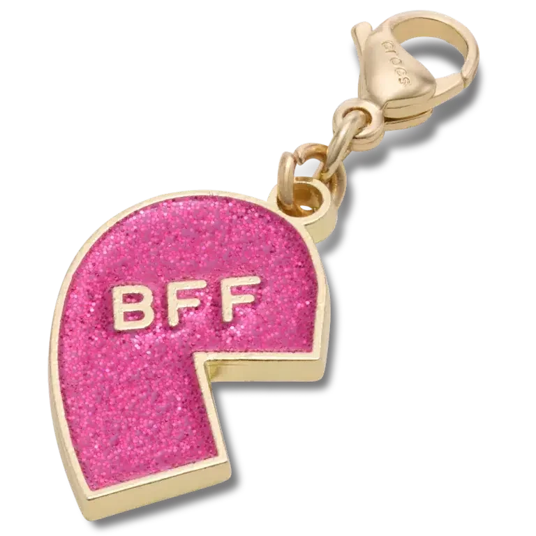 Talisman roz cu glitter „BFF” pentru brelocuri pentru încălțăminte Jibbitz (stânga) Talisman roz cu glitter „BFF” pentru brelocuri pentru încălțăminte Jibbitz (stânga)