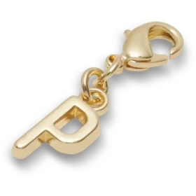 Talismane Brelocuri Jibbitz™ cu litera P aurie