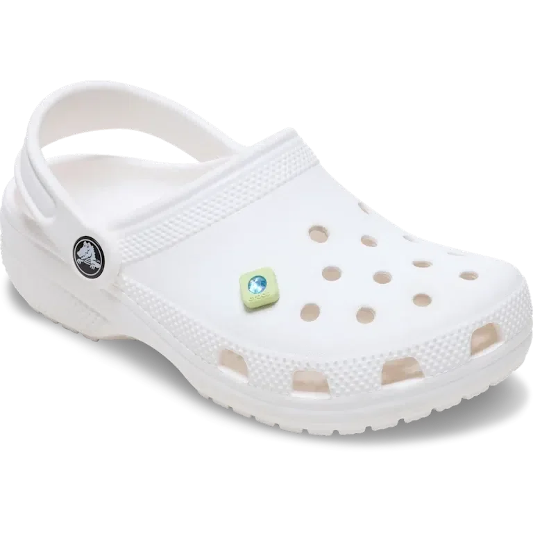 Talismane Brelocuri Jibbitz™ din PVC verde, pătrat, cu pietre Smt Talismane Brelocuri Jibbitz™ din PVC verde, pătrat, cu pietre Smt